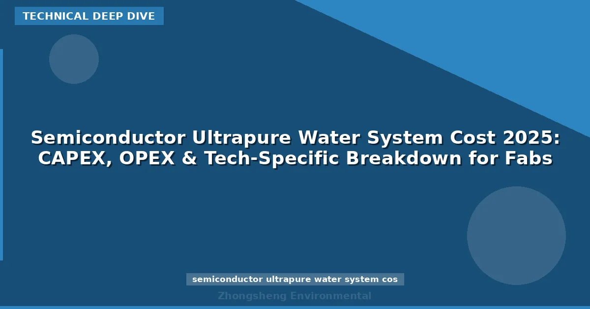 Semiconductor Ultrapure Water System Cost 2025: CAPEX, OPEX & Tech-Specific Breakdown for Fabs