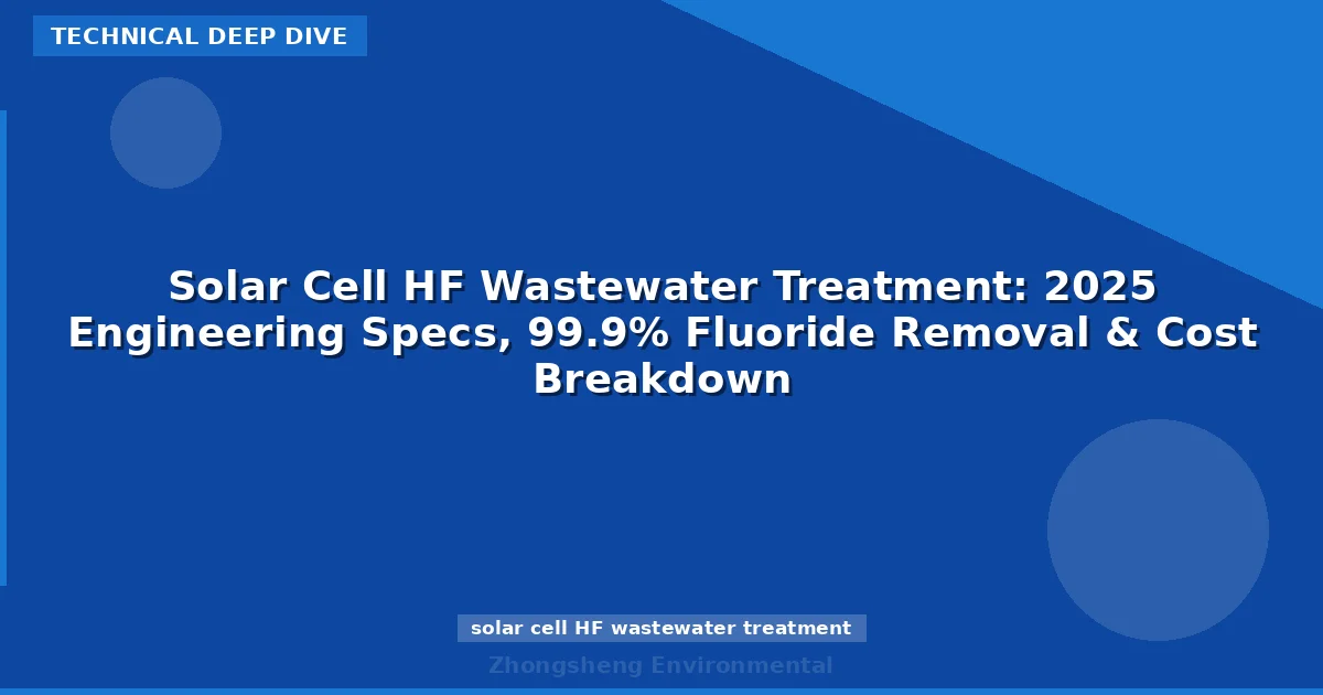 Solar Cell HF Wastewater Treatment: 2025 Engineering Specs, 99.9% Fluoride Removal & Cost Breakdown