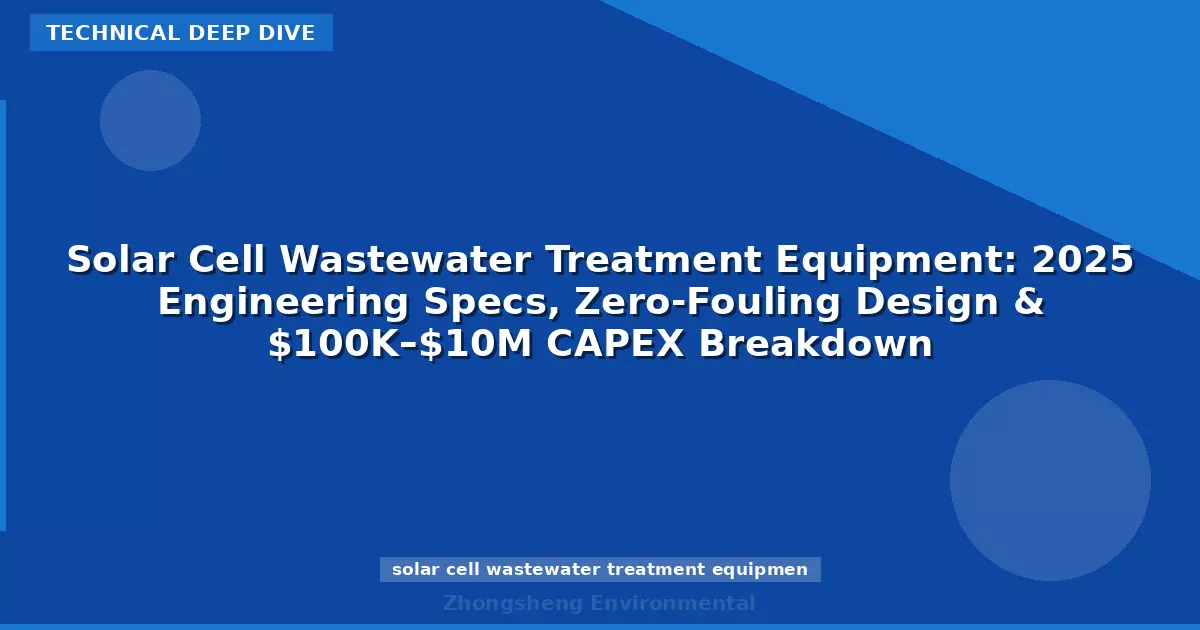 Solar Cell Wastewater Treatment Equipment: 2025 Engineering Specs, Zero-Fouling Design & $100K–$10M CAPEX Breakdown