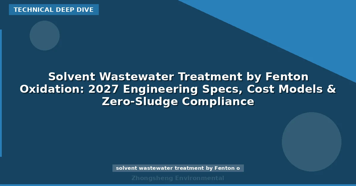 Solvent Wastewater Treatment by Fenton Oxidation: 2027 Engineering Specs, Cost Models & Zero-Sludge Compliance