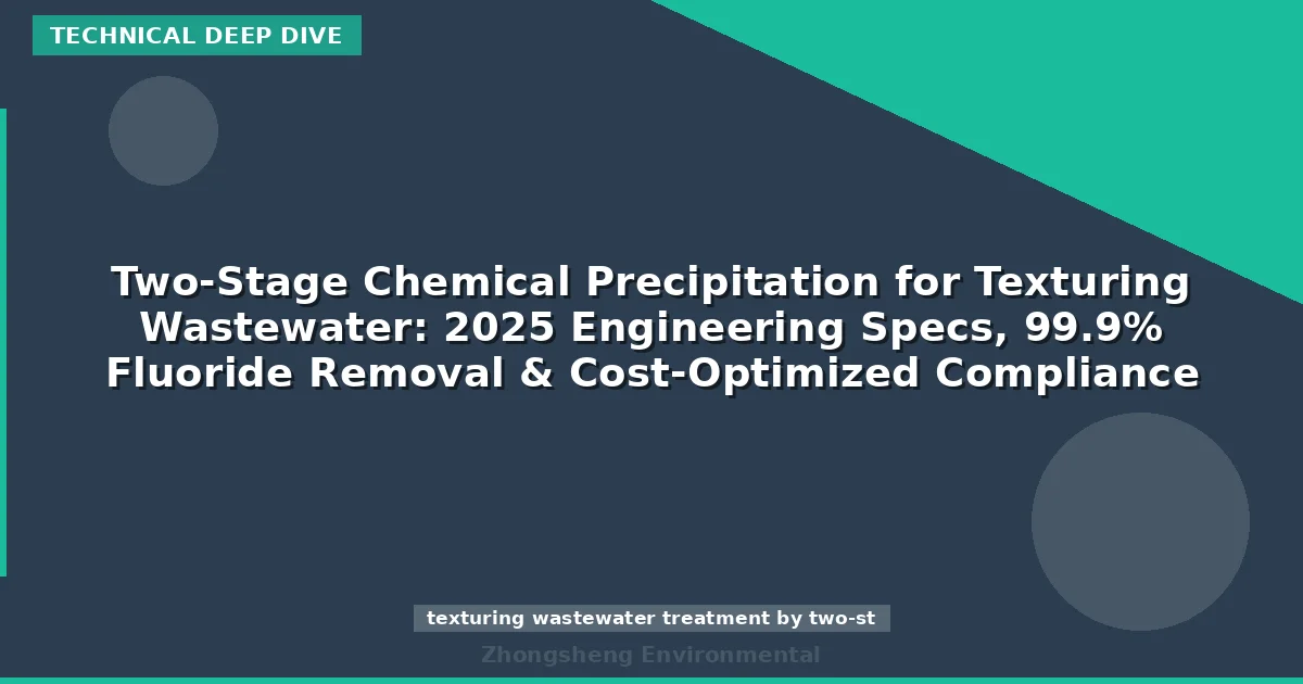 Two-Stage Chemical Precipitation for Texturing Wastewater: 2025 Engineering Specs, 99.9% Fluoride Removal & Cost-Optimized Compliance