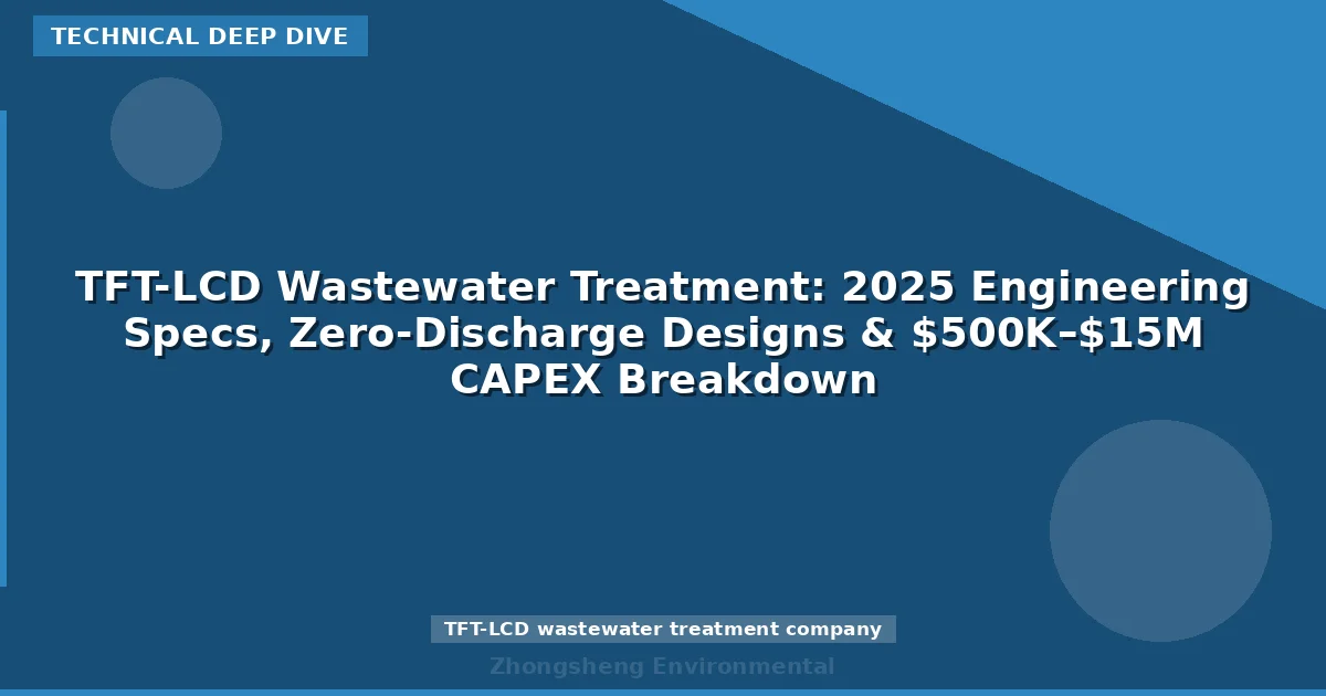 TFT-LCD Wastewater Treatment: 2025 Engineering Specs, Zero-Discharge Designs & $500K–$15M CAPEX Breakdown