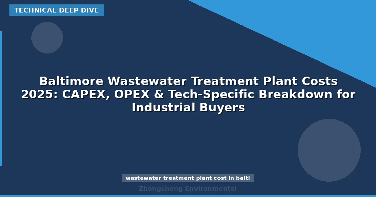 Baltimore Wastewater Treatment Plant Costs 2025: CAPEX, OPEX & Tech-Specific Breakdown for Industrial Buyers