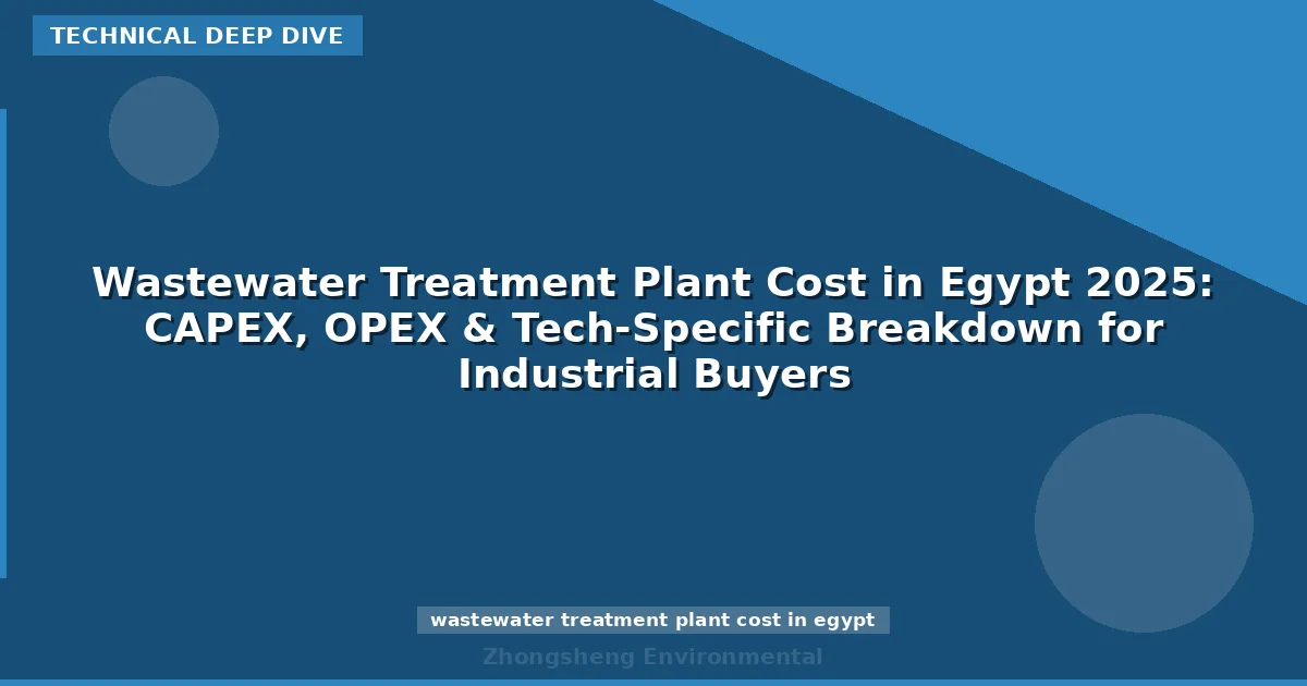 Wastewater Treatment Plant Cost in Egypt 2025: CAPEX, OPEX & Tech-Specific Breakdown for Industrial Buyers