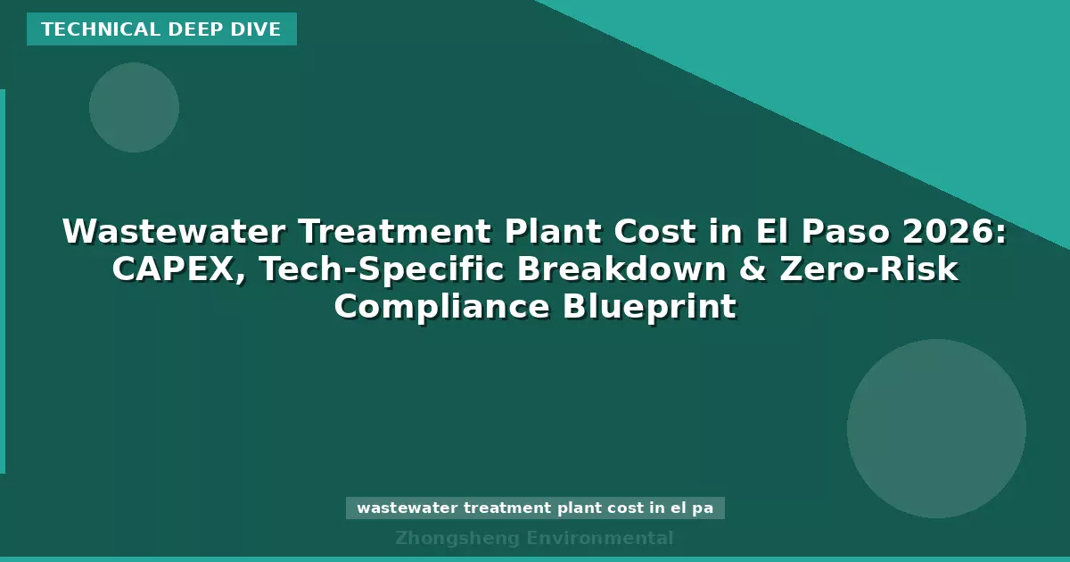 Wastewater Treatment Plant Cost in El Paso 2026: CAPEX, Tech-Specific Breakdown & Zero-Risk Compliance Blueprint