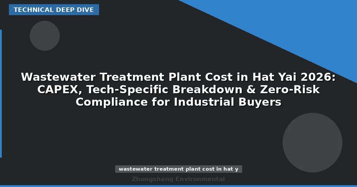 Wastewater Treatment Plant Cost in Hat Yai 2026: CAPEX, Tech-Specific Breakdown & Zero-Risk Compliance for Industrial Buyers