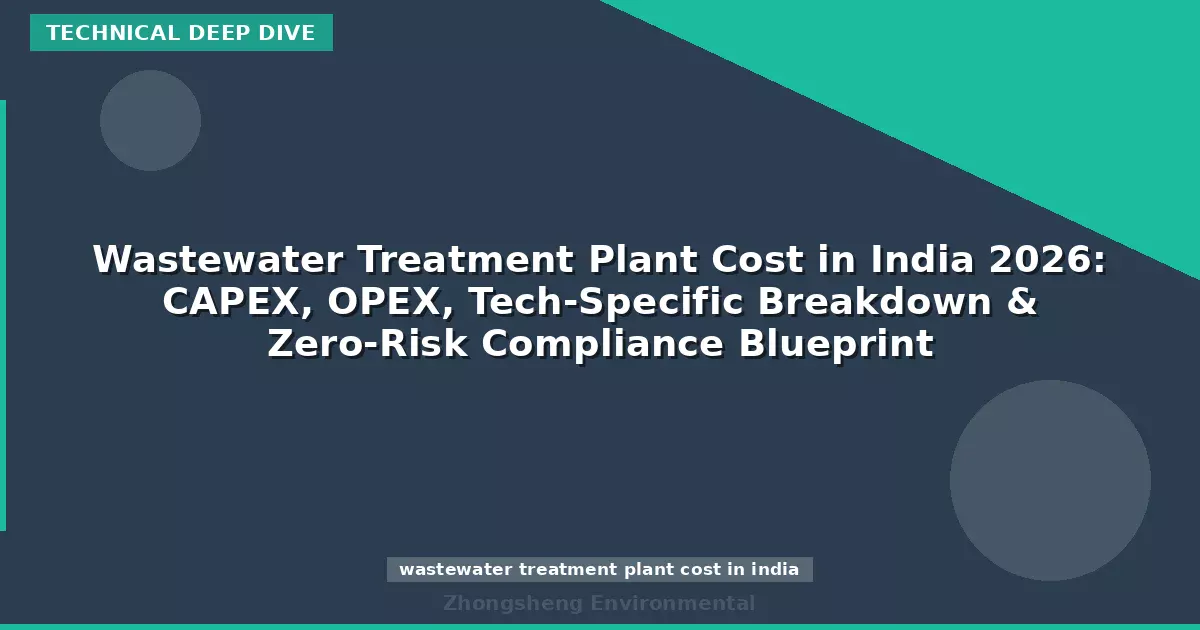Wastewater Treatment Plant Cost in India 2026: CAPEX, OPEX, Tech-Specific Breakdown & Zero-Risk Compliance Blueprint