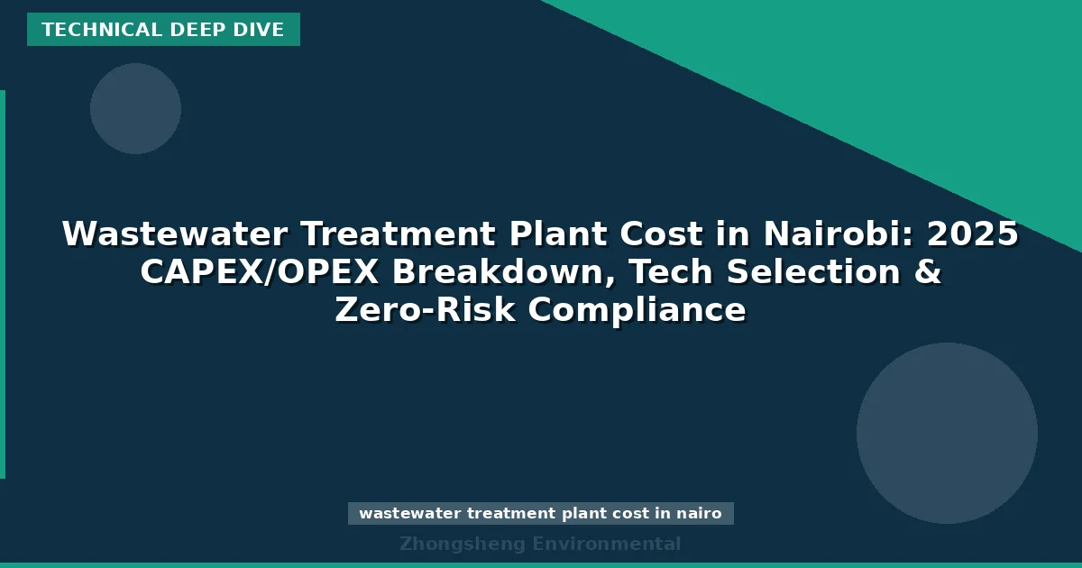 Wastewater Treatment Plant Cost in Nairobi: 2025 CAPEX/OPEX Breakdown, Tech Selection & Zero-Risk Compliance