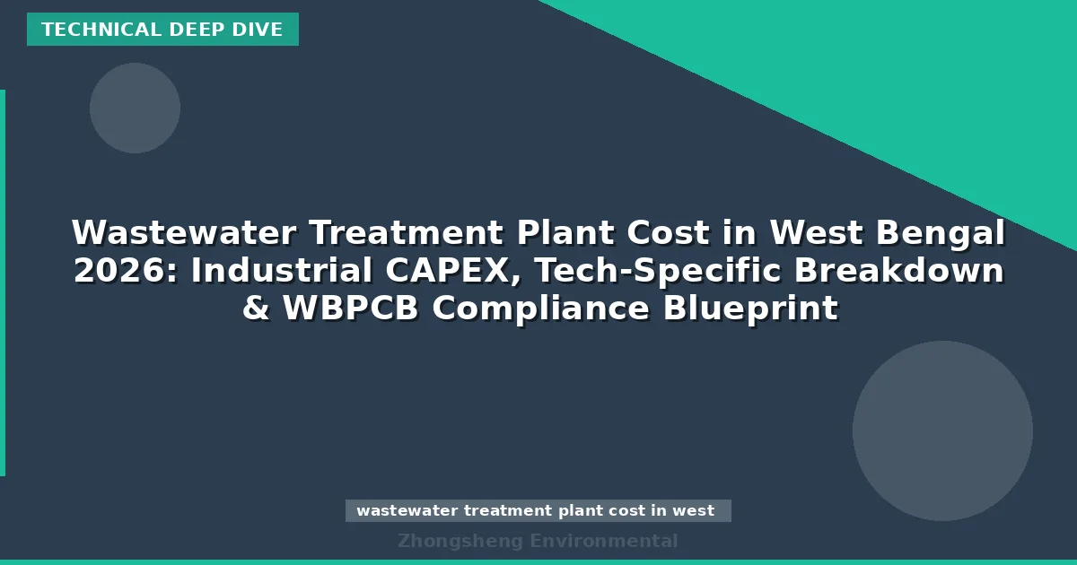 Wastewater Treatment Plant Cost in West Bengal 2026: Industrial CAPEX, Tech-Specific Breakdown & WBPCB Compliance Blueprint