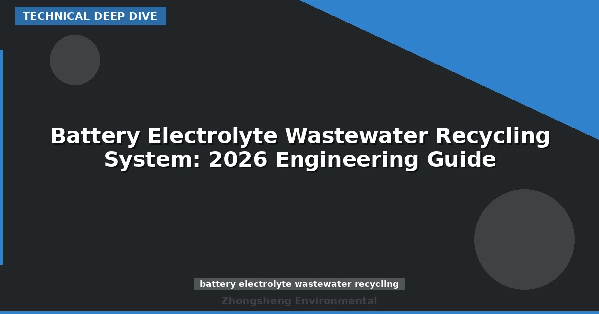 Battery Electrolyte Wastewater Recycling System: 2026 Engineering Guide