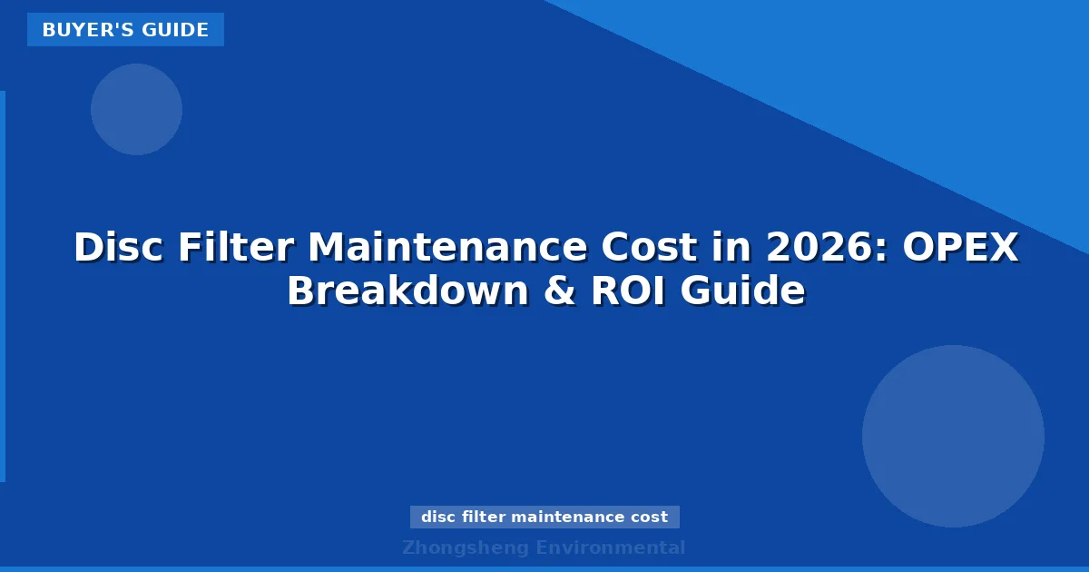 Disc Filter Maintenance Cost in 2026: OPEX Breakdown & ROI Guide