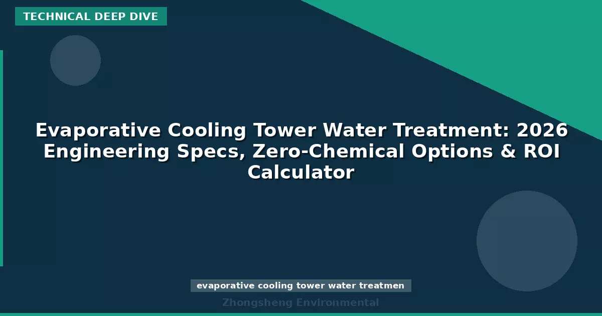 Evaporative Cooling Tower Water Treatment: 2026 Engineering Specs, Zero-Chemical Options & ROI Calculator