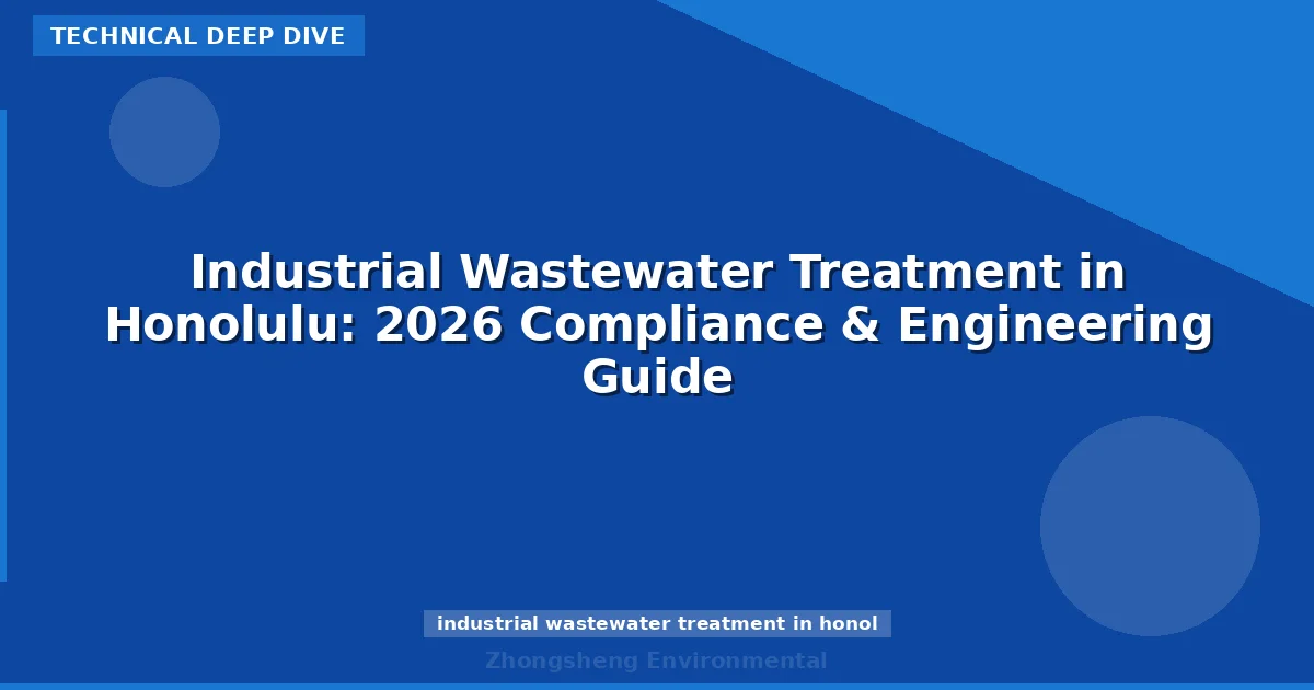 Industrial Wastewater Treatment in Honolulu: 2026 Compliance & Engineering Guide