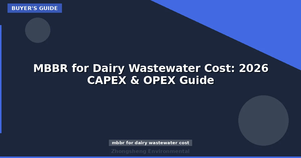 MBBR for Dairy Wastewater Cost: 2026 CAPEX & OPEX Guide