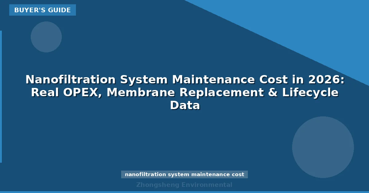Nanofiltration System Maintenance Cost in 2026: Real OPEX, Membrane Replacement & Lifecycle Data