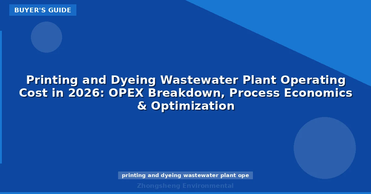 Printing and Dyeing Wastewater Plant Operating Cost in 2026: OPEX Breakdown, Process Economics & Optimization