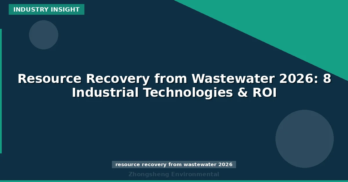 Resource Recovery from Wastewater 2026: 8 Industrial Technologies & ROI