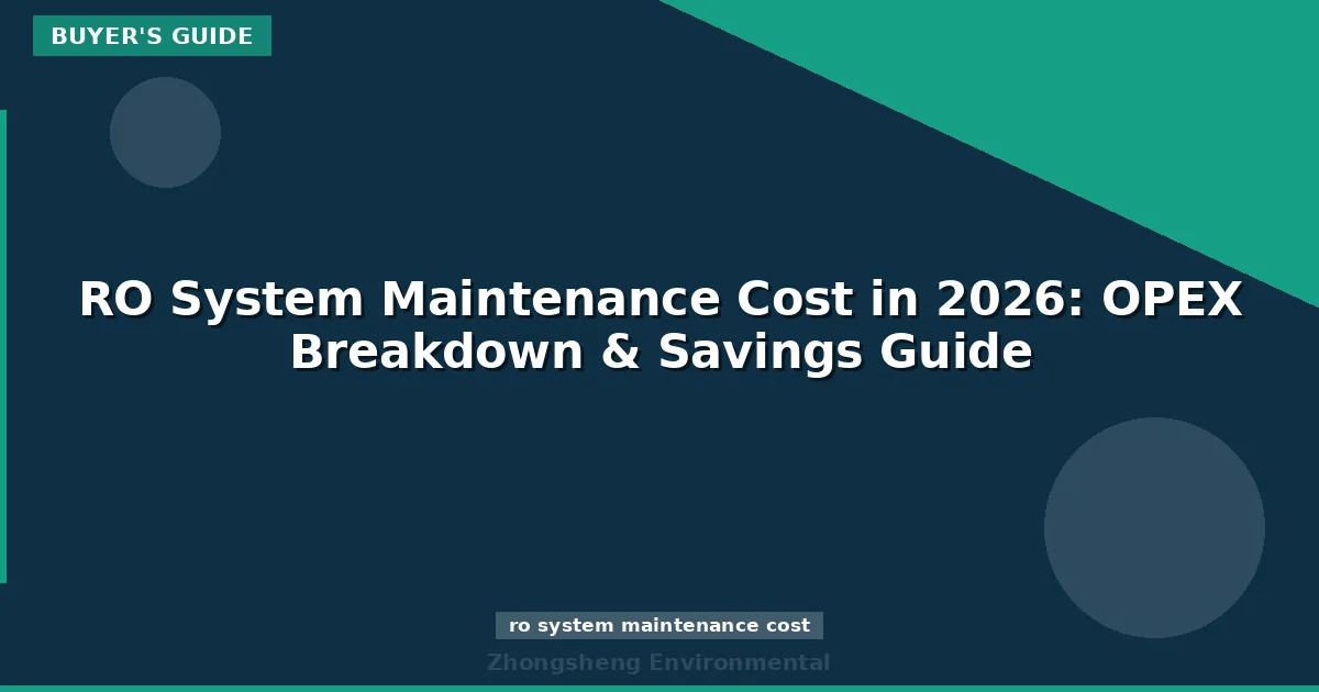 RO System Maintenance Cost in 2026: OPEX Breakdown & Savings Guide