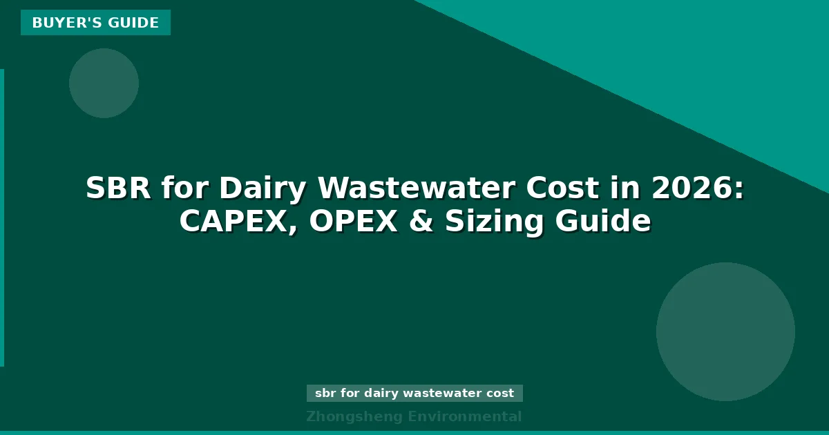 SBR for Dairy Wastewater Cost in 2026: CAPEX, OPEX & Sizing Guide
