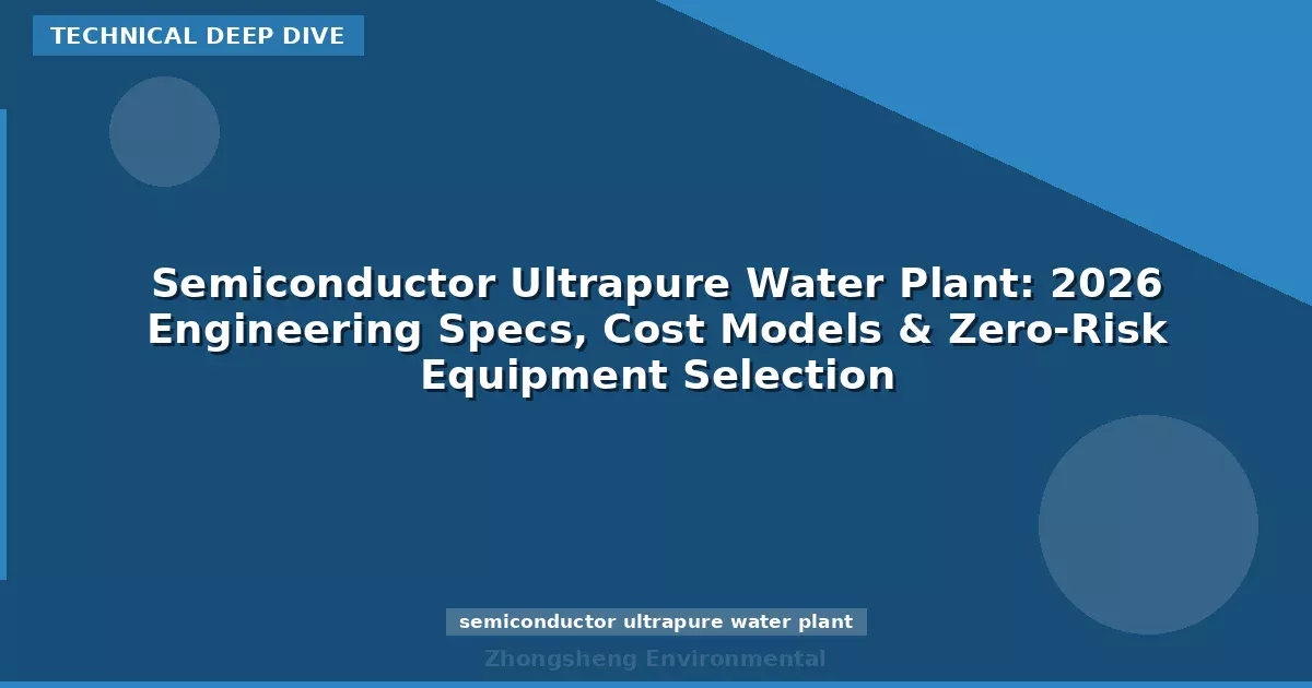 Semiconductor Ultrapure Water Plant: 2026 Engineering Specs, Cost Models & Zero-Risk Equipment Selection