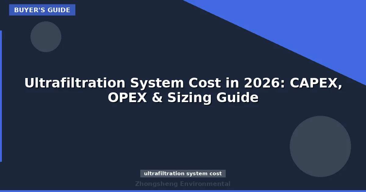 Ultrafiltration System Cost in 2026: CAPEX, OPEX & Sizing Guide