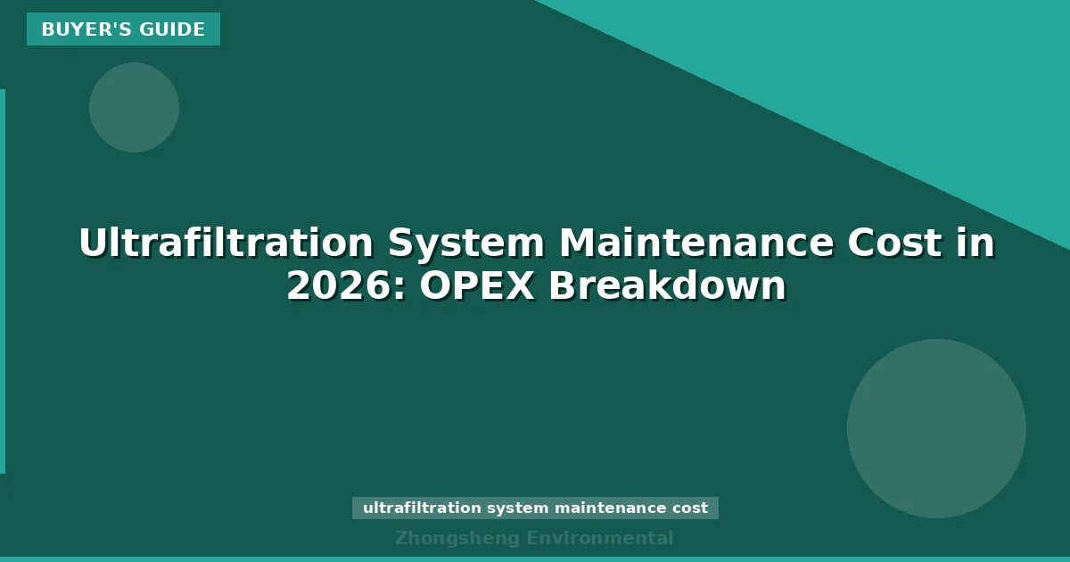 Ultrafiltration System Maintenance Cost in 2026: OPEX Breakdown