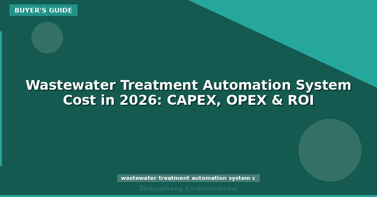 Wastewater Treatment Automation System Cost in 2026: CAPEX, OPEX & ROI