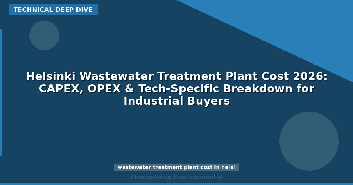 Helsinki Wastewater Treatment Plant Cost 2026: CAPEX, OPEX & Tech-Specific Breakdown for Industrial Buyers
