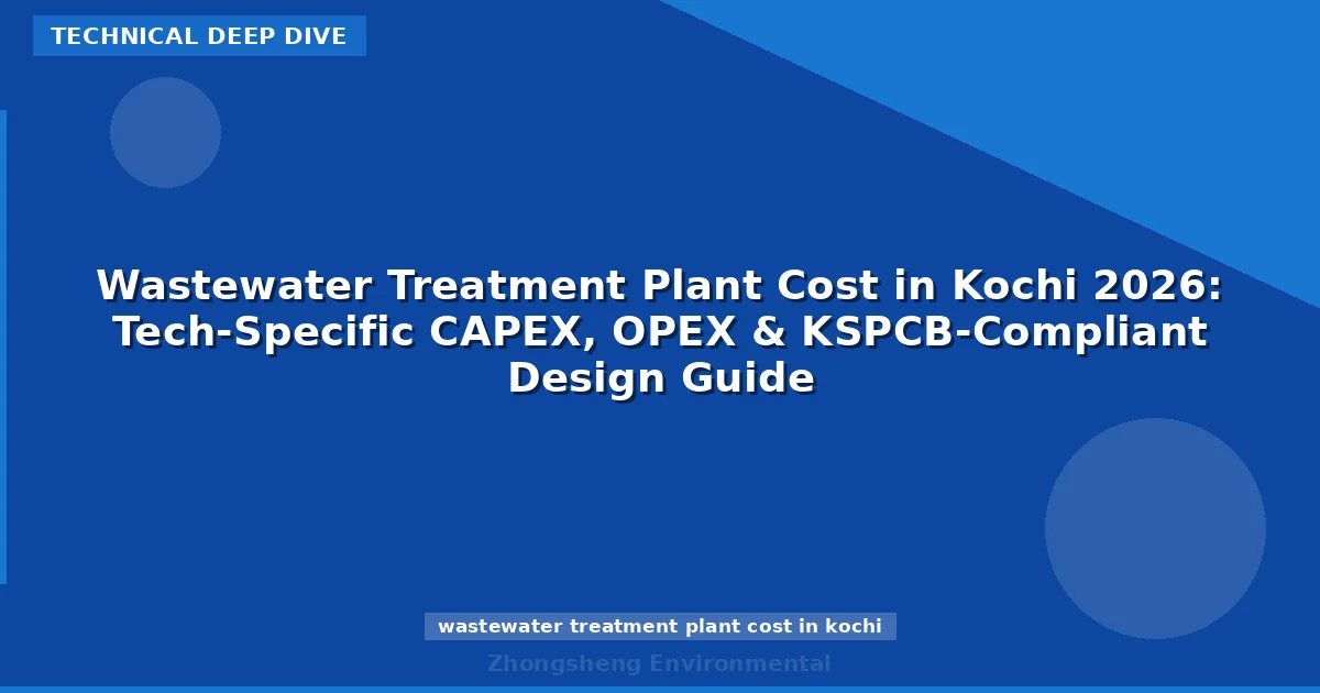 Wastewater Treatment Plant Cost in Kochi 2026: Tech-Specific CAPEX, OPEX & KSPCB-Compliant Design Guide