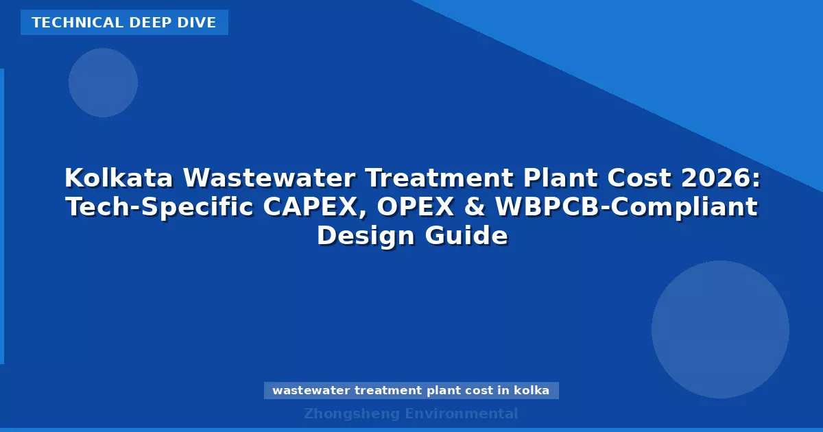 Kolkata Wastewater Treatment Plant Cost 2026: Tech-Specific CAPEX, OPEX & WBPCB-Compliant Design Guide