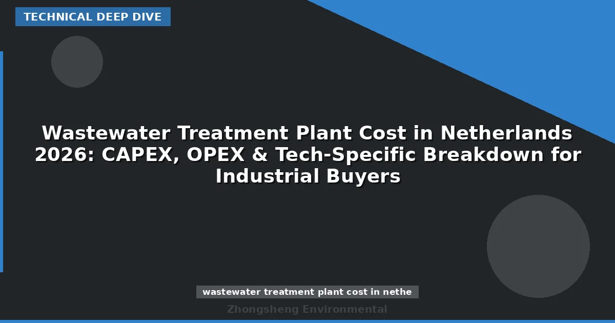 Wastewater Treatment Plant Cost in Netherlands 2026: CAPEX, OPEX & Tech-Specific Breakdown for Industrial Buyers