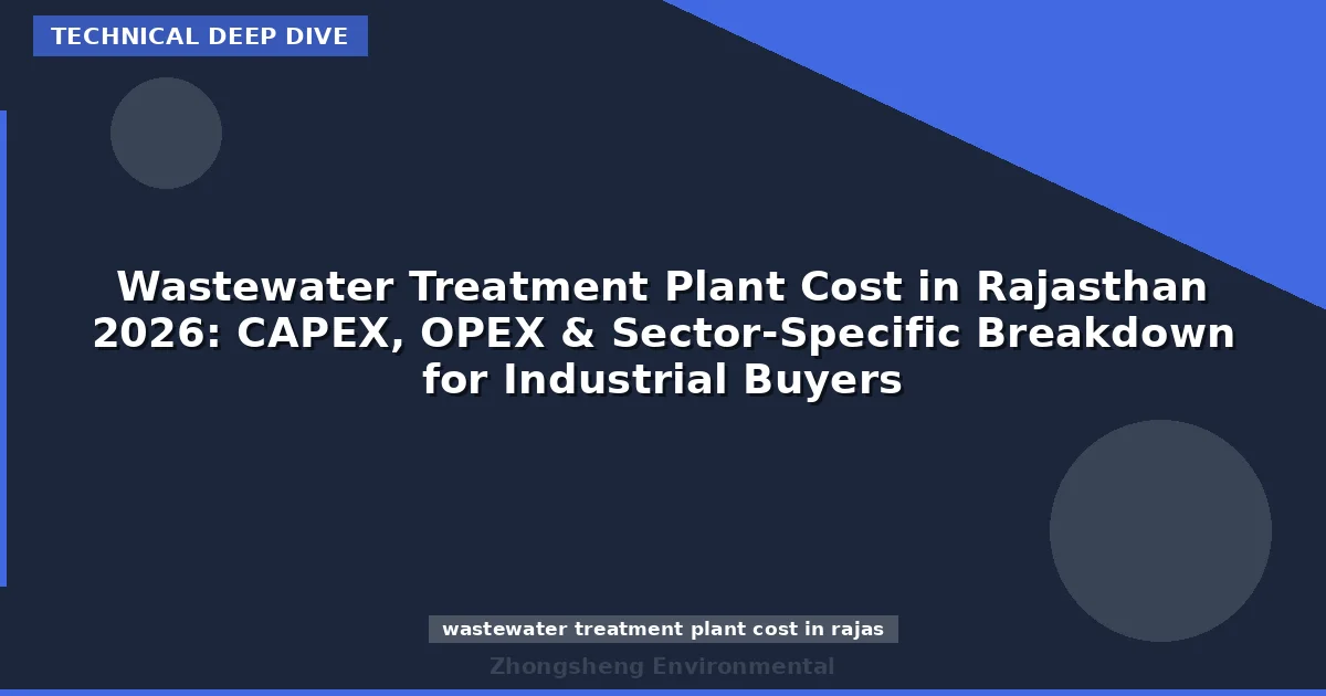Wastewater Treatment Plant Cost in Rajasthan 2026: CAPEX, OPEX & Sector-Specific Breakdown for Industrial Buyers
