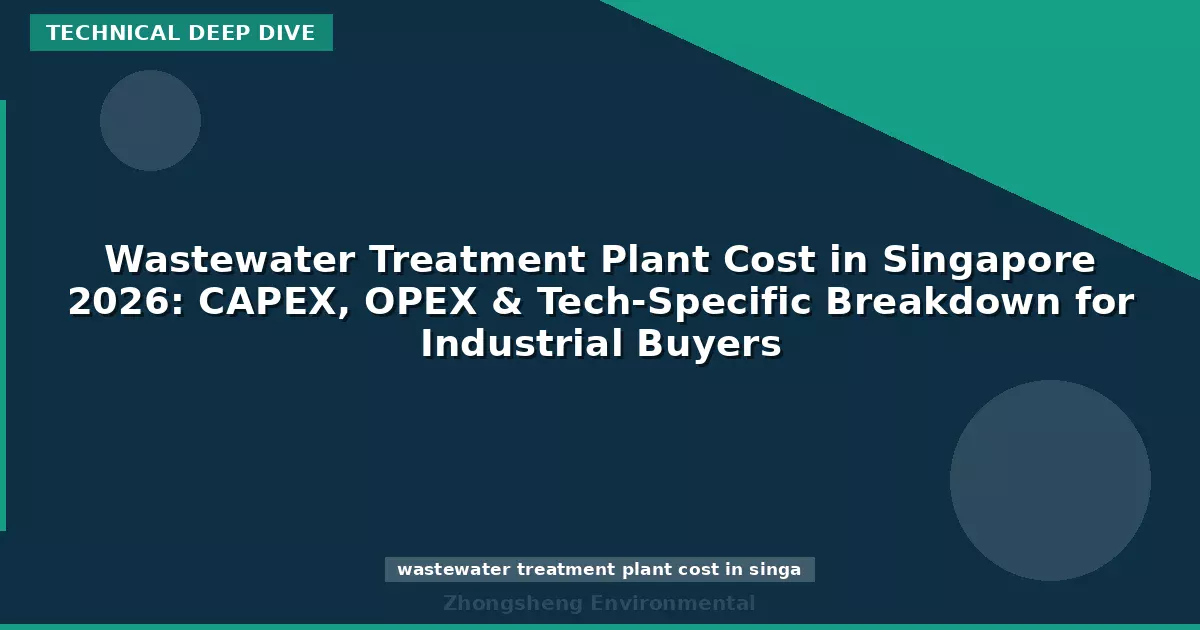 Wastewater Treatment Plant Cost in Singapore 2026: CAPEX, OPEX & Tech-Specific Breakdown for Industrial Buyers