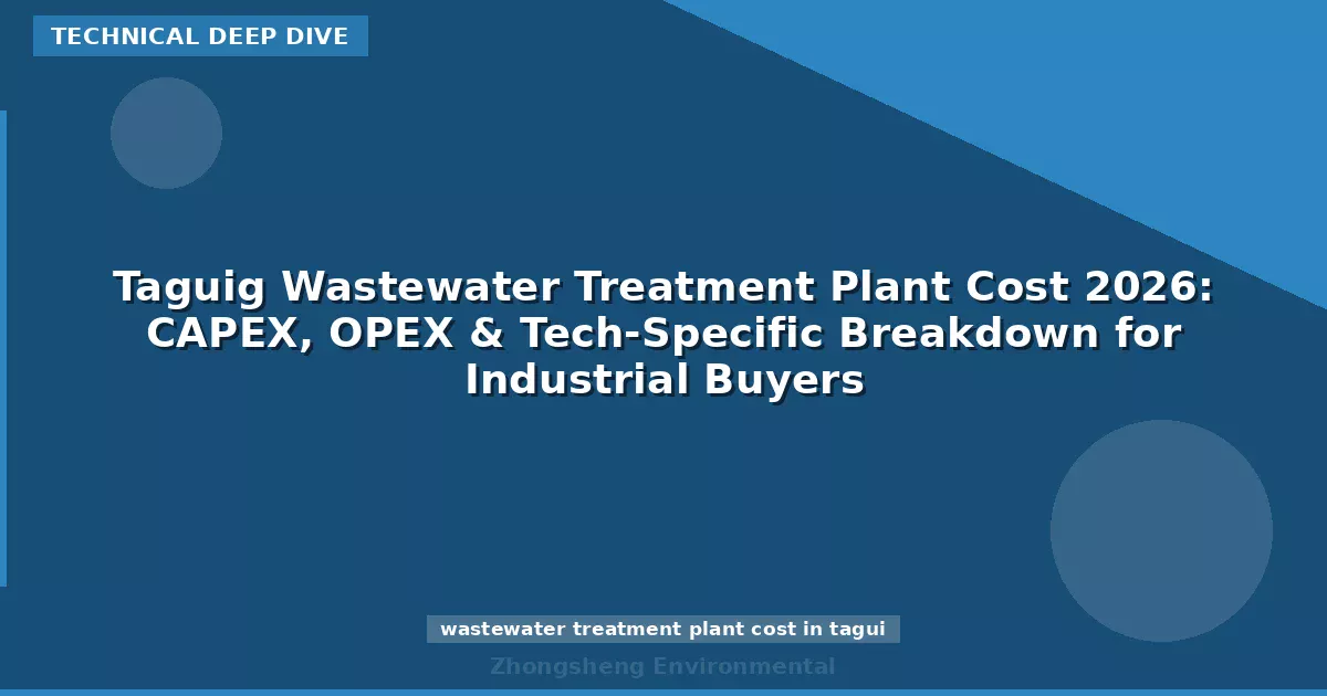 Taguig Wastewater Treatment Plant Cost 2026: CAPEX, OPEX & Tech-Specific Breakdown for Industrial Buyers