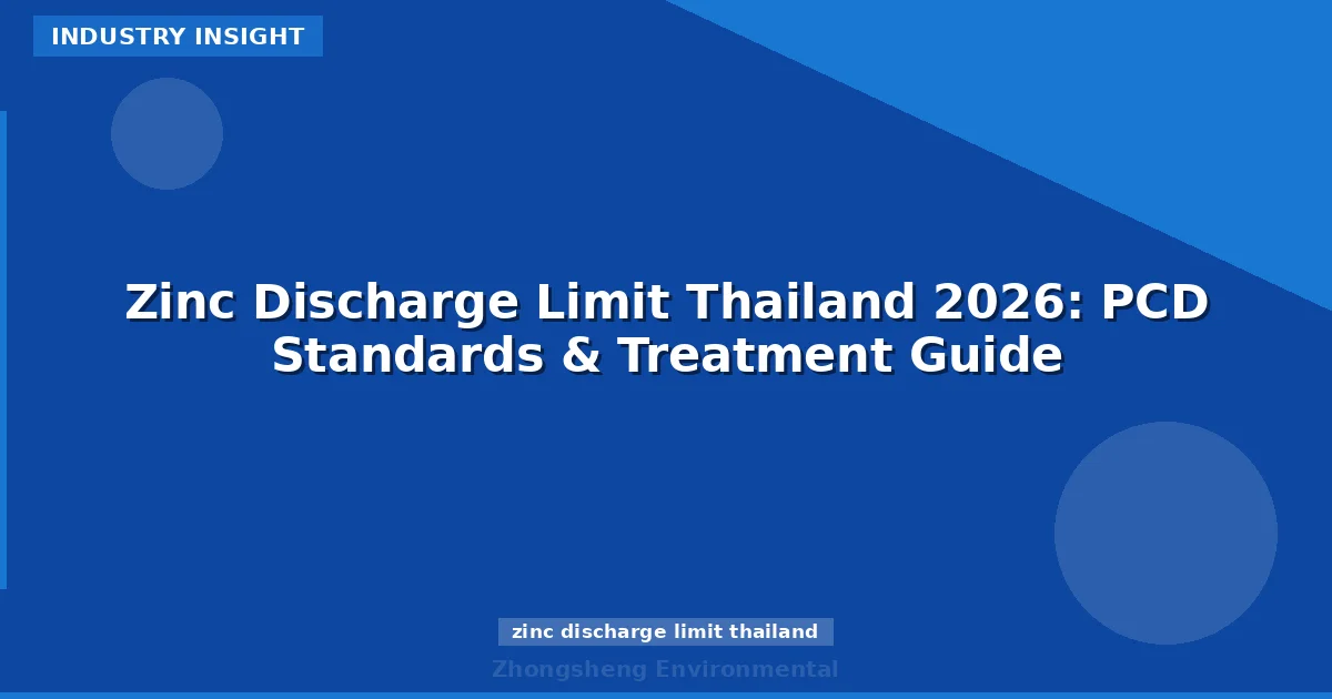 Zinc Discharge Limit Thailand 2026: PCD Standards & Treatment Guide
