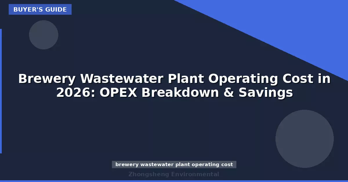 Brewery Wastewater Plant Operating Cost in 2026: OPEX Breakdown & Savings