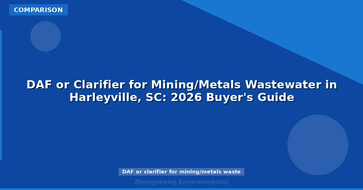 DAF or Clarifier for Mining/Metals Wastewater in Harleyville, SC: 2026 Buyer's Guide