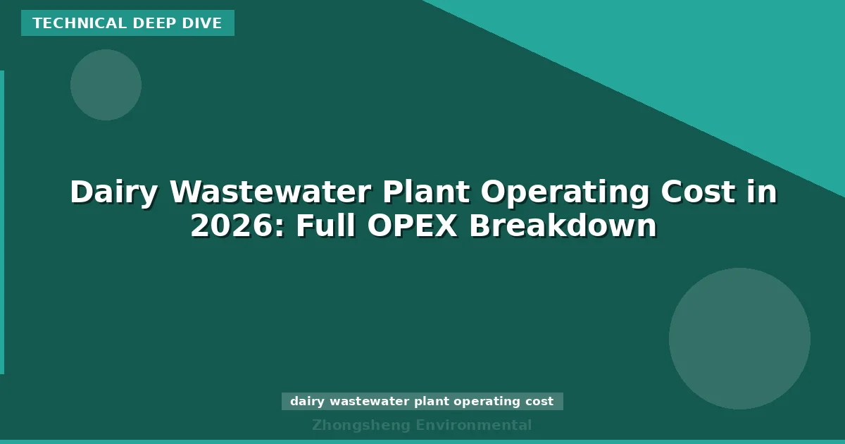 Dairy Wastewater Plant Operating Cost in 2026: Full OPEX Breakdown