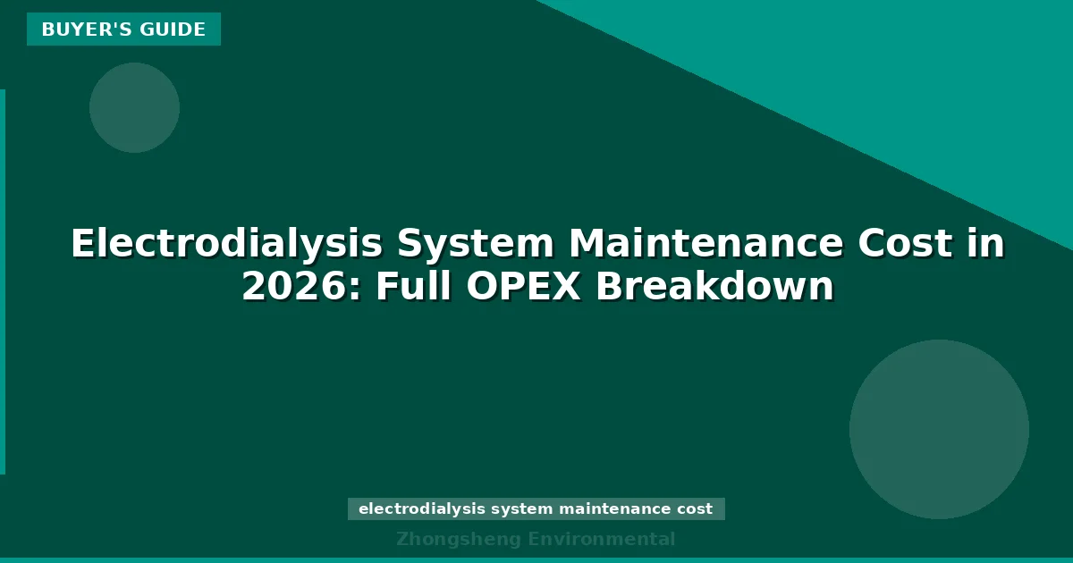 Electrodialysis System Maintenance Cost in 2026: Full OPEX Breakdown