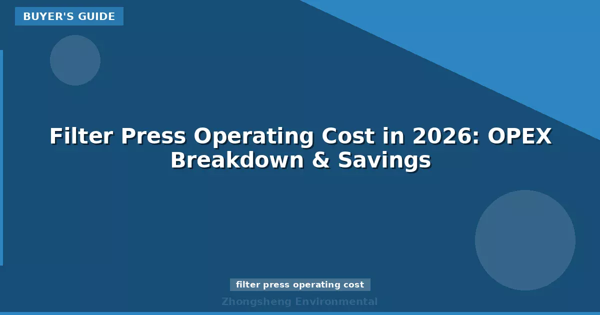 Filter Press Operating Cost in 2026: OPEX Breakdown & Savings