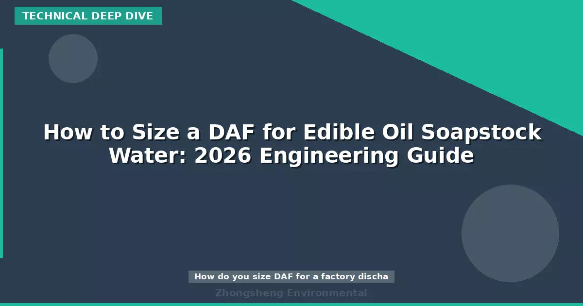 How to Size a DAF for Edible Oil Soapstock Water: 2026 Engineering Guide