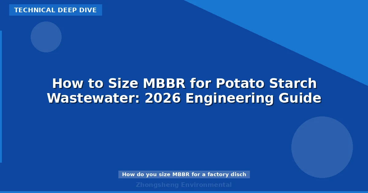 How to Size MBBR for Potato Starch Wastewater: 2026 Engineering Guide