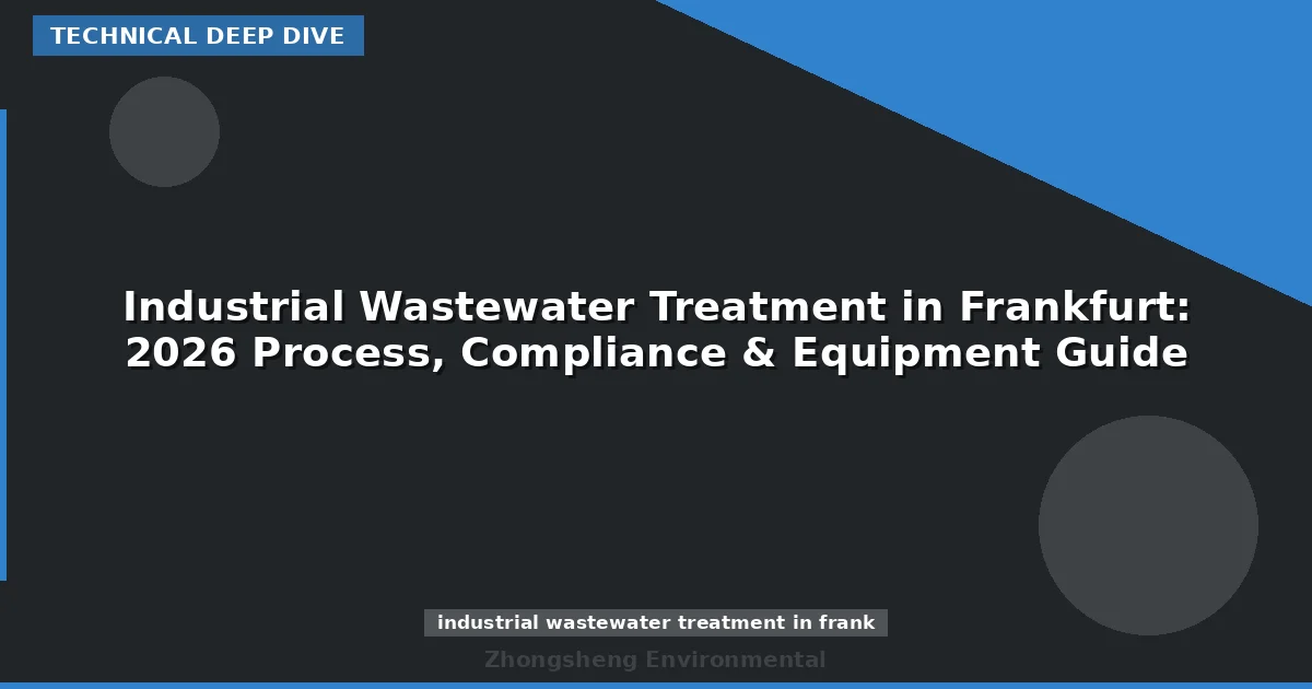 Industrial Wastewater Treatment in Frankfurt: 2026 Process, Compliance & Equipment Guide