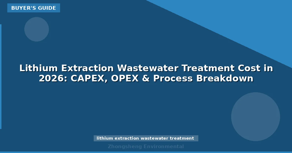Lithium Extraction Wastewater Treatment Cost in 2026: CAPEX, OPEX & Process Breakdown