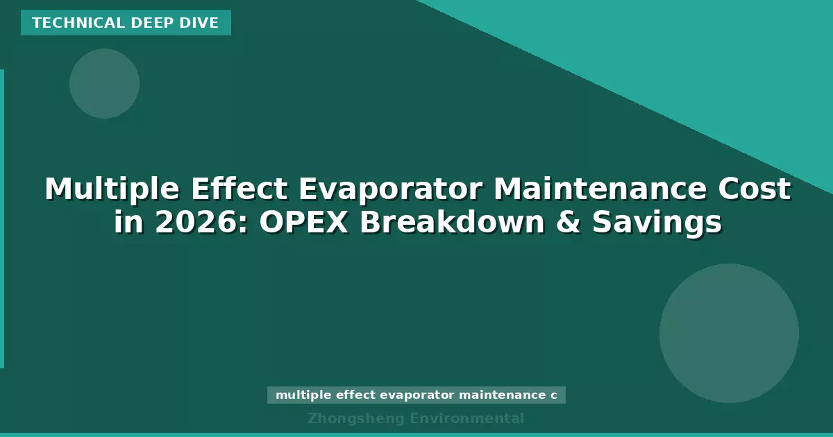 Multiple Effect Evaporator Maintenance Cost in 2026: OPEX Breakdown & Savings