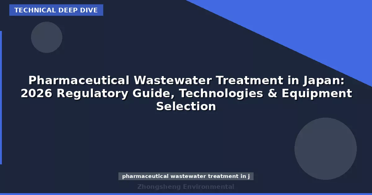 Pharmaceutical Wastewater Treatment in Japan: 2026 Regulatory Guide, Technologies & Equipment Selection