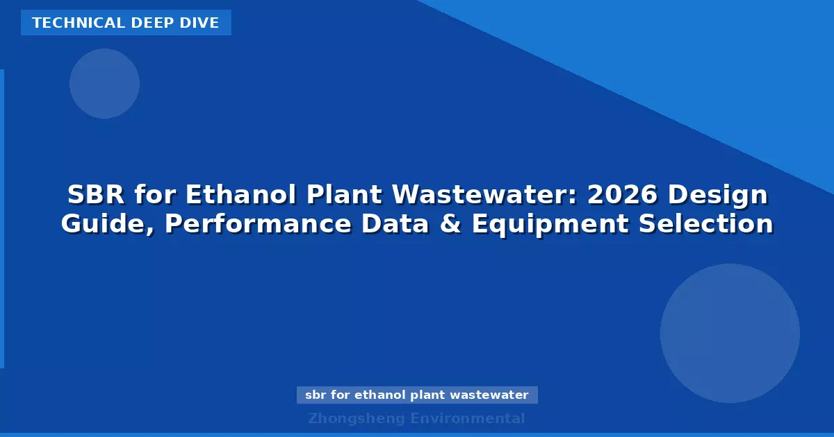 SBR for Ethanol Plant Wastewater: 2026 Design Guide, Performance Data & Equipment Selection
