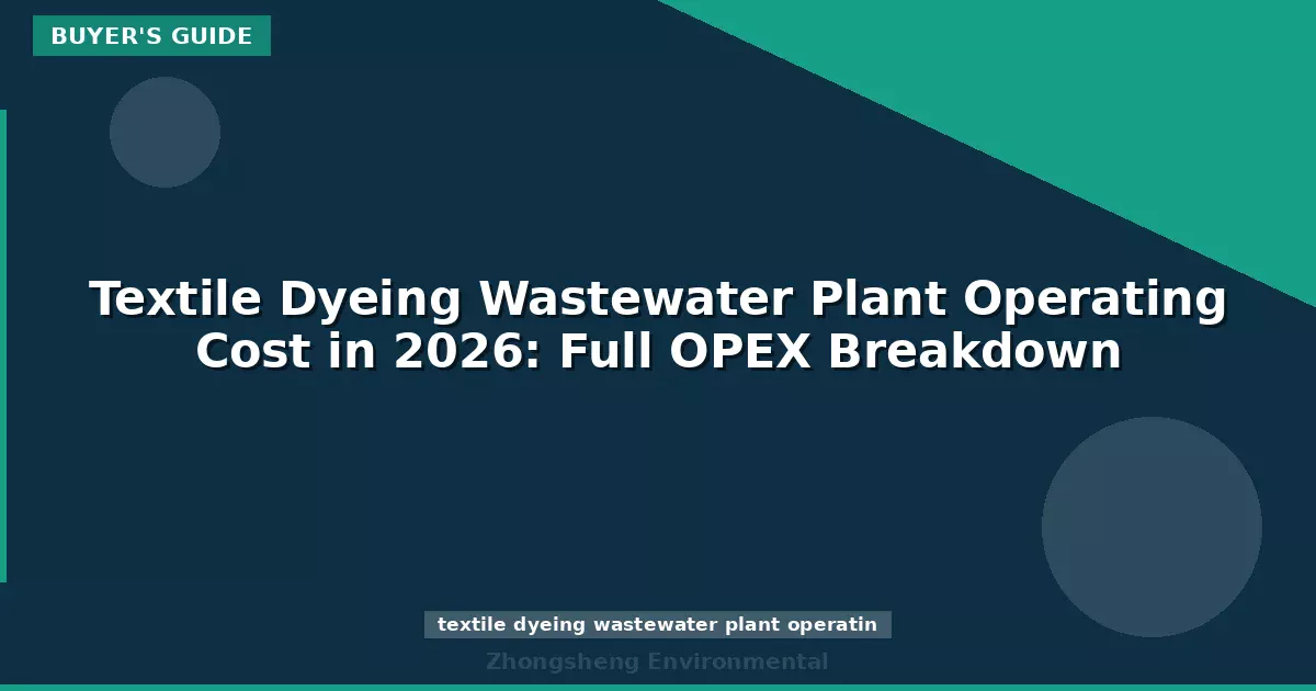 Textile Dyeing Wastewater Plant Operating Cost in 2026: Full OPEX Breakdown