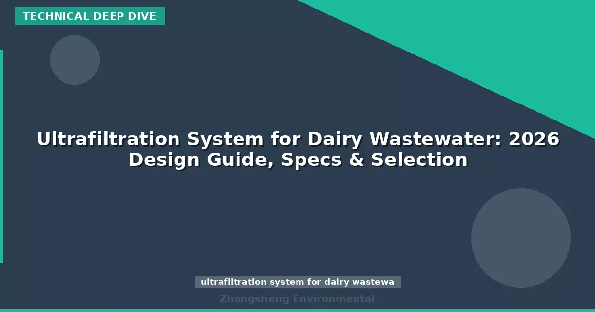 Ultrafiltration System for Dairy Wastewater: 2026 Design Guide, Specs & Selection
