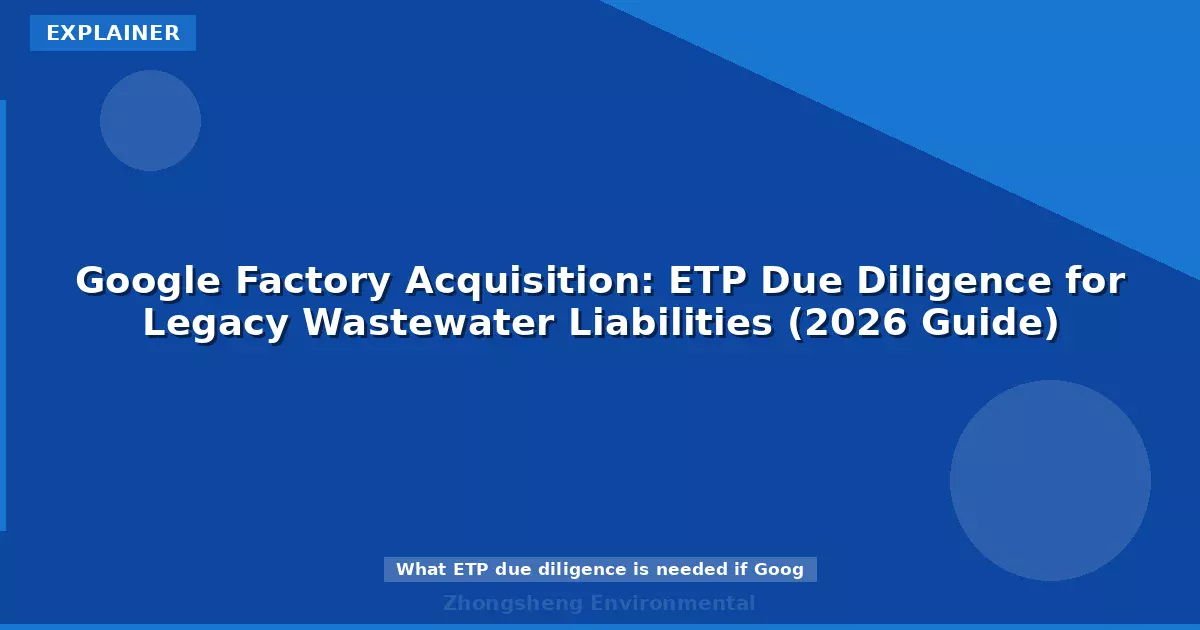 Google Factory Acquisition: ETP Due Diligence for Legacy Wastewater Liabilities (2026 Guide)